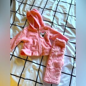 Pink Fleece Hoodie and Pants Set